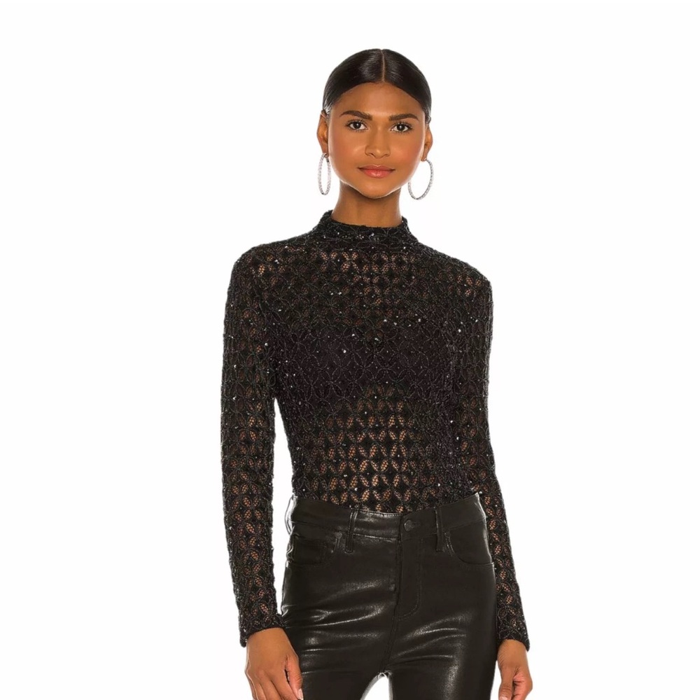 Retrofete Black Mika Top with Sequins NWT